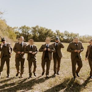 Men's Casual 3 Pieces Suit Classic Tweed Notch Lapel Tuxedos (Blazer+vest+Pants)